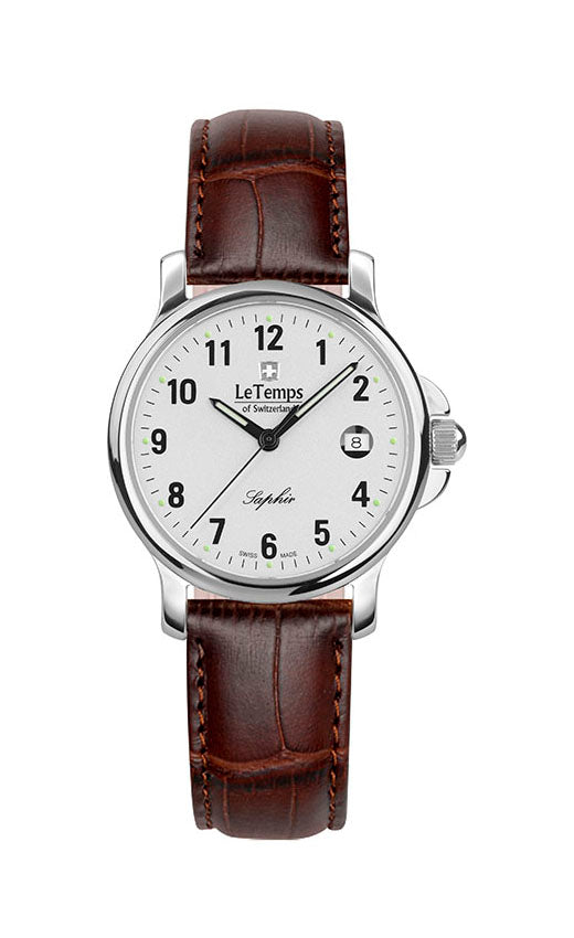 Zafira Lady Damenuhr mit braunem Lederarmband – Saphirglas