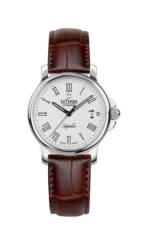 Zafira Lady Damenuhr mit braunem Lederarmband – Saphirglas