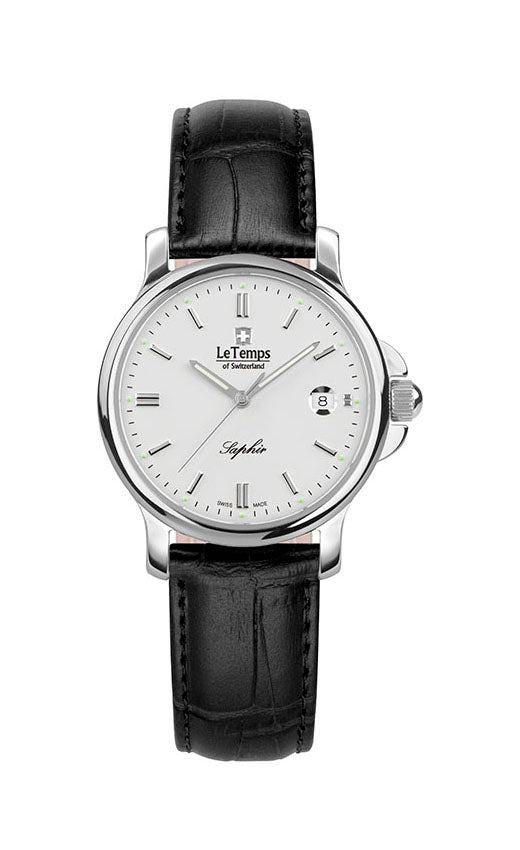 Zafira Lady Damenuhr mit schwarzem Lederarmband – Saphirglas