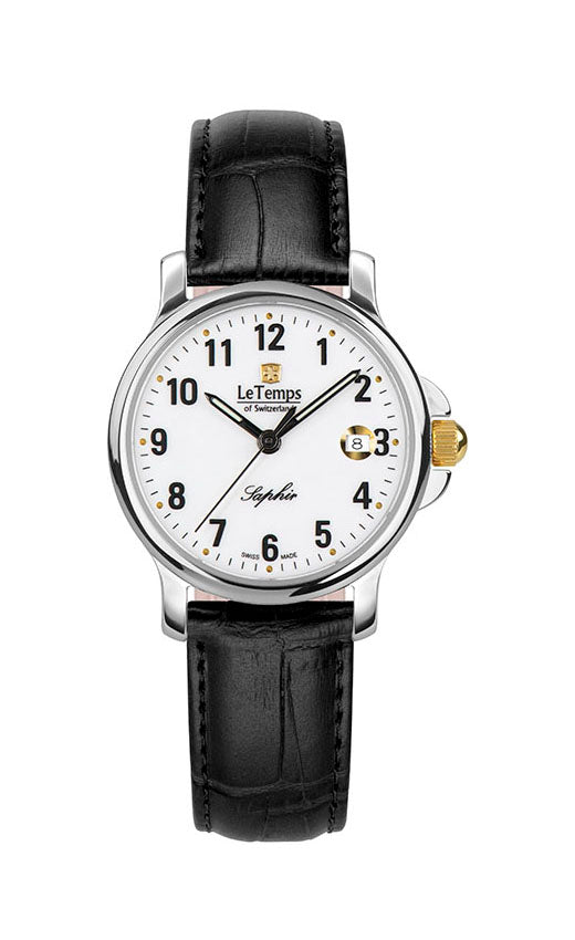 Zafira Lady Damenuhr mit schwarzem Lederarmband – Saphirglas
