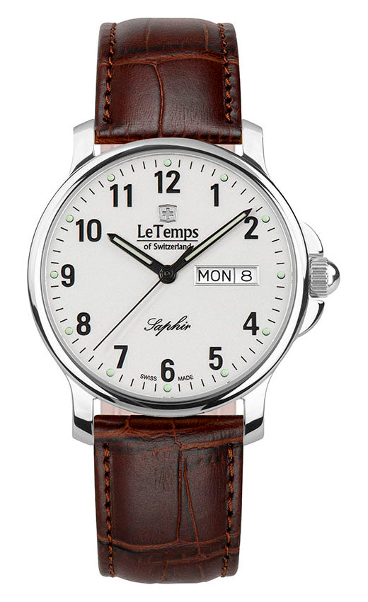 Zafira Gent Herrenuhr mit braunem Lederarmband – Saphirglas