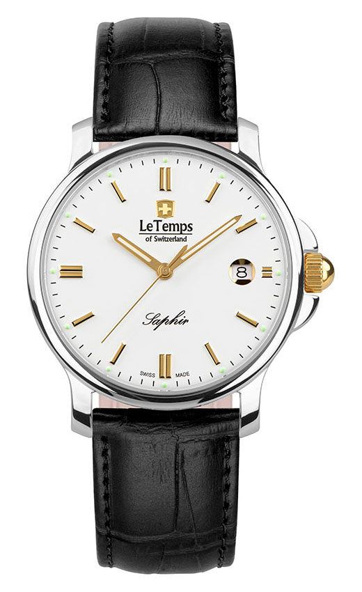 Zafira Gent Herrenuhr mit schwarzem Lederarmband – Saphirglas