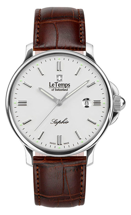Zafira Gent 41 Herrenuhr mit braunem Lederarmband – Saphirglas