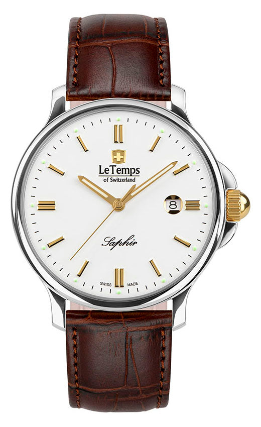 Zafira Gent 41 Herrenuhr mit braunem Lederarmband – Saphirglas