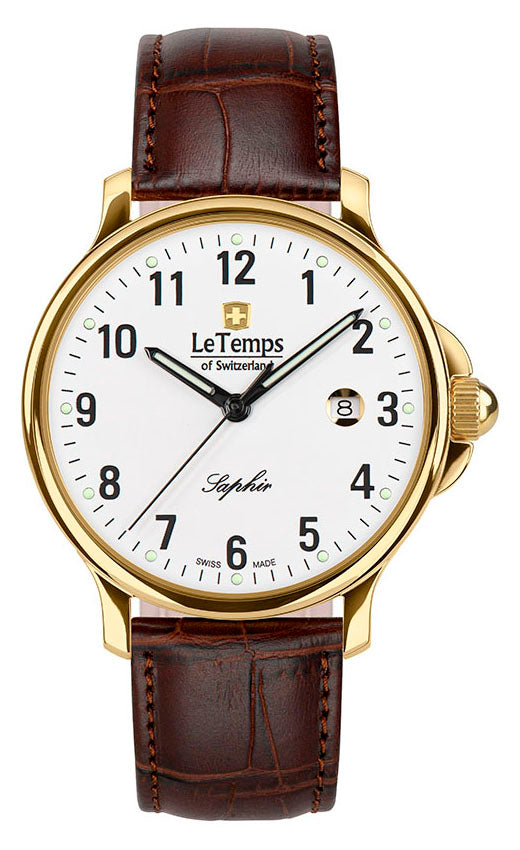 Zafira Gent 41 Herrenuhr mit braunem Lederarmband – Saphirglas