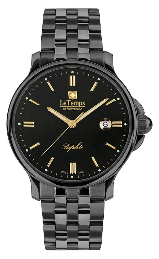 Zafira Gent 41 Herrenuhr mit schwarzem Edelstahlarmband – Saphirglas