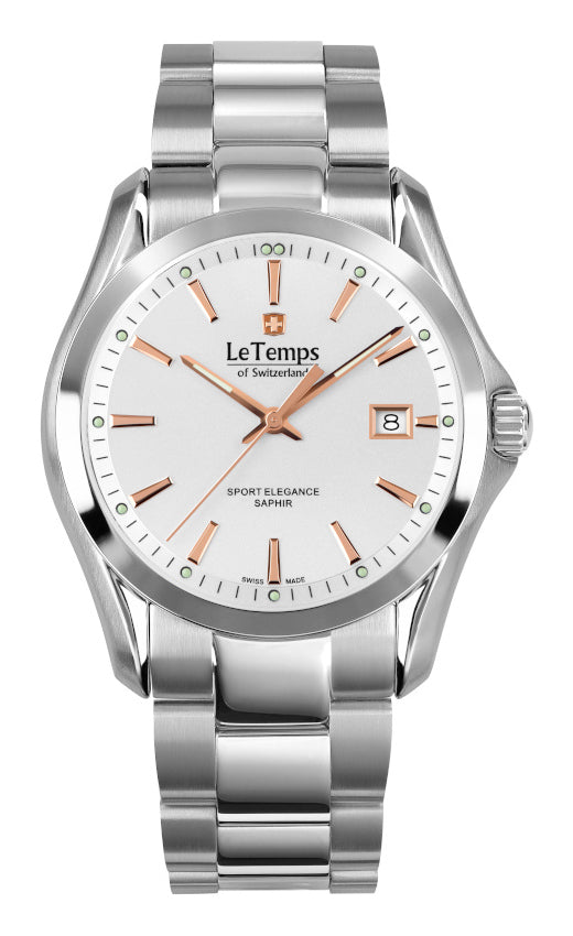 Sport Elegance Gent Herrenuhr mit silbernem Edelstahlarmband – Saphirglas
