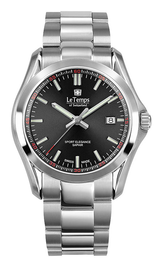 Sport Elegance Gent Herrenuhr mit silbernem Edelstahlarmband – Saphirglas