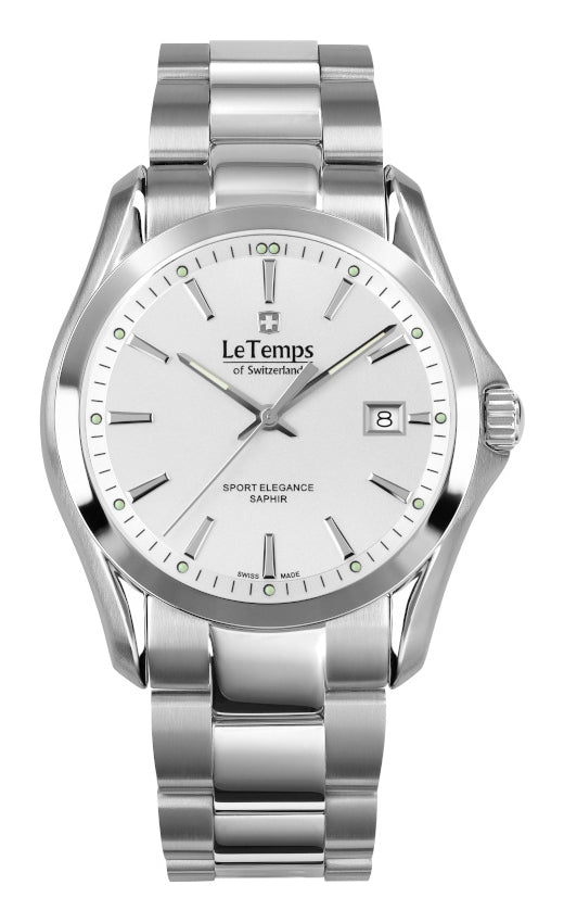 Sport Elegance Gent Herrenuhr mit silbernem Edelstahlarmband – Saphirglas