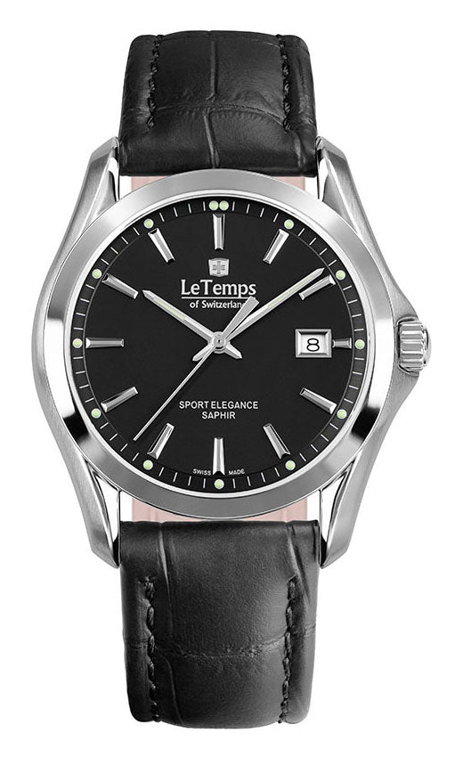 Sport Elegance Gent Herrenuhr mit silbernem Lederarmband – Saphirglas