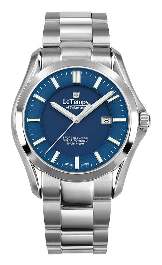 Sport Elegance Gent Solar Herrenuhr mit silbernem Edelstahlarmband