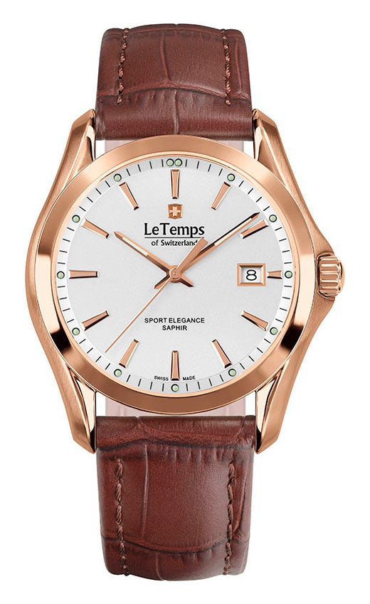 Sport Elegance Gent Herrenuhr mit braunem Lederarmband – Saphirglas