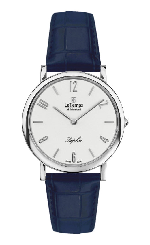 Zafira Slim Unisex Uhr mit silbernem Lederarmband – Saphirglas