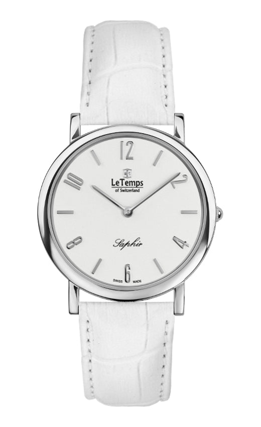 Zafira Slim Unisex Uhr mit silbernem Lederarmband – Saphirglas