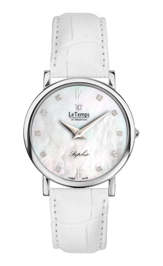 Zafira Slim Unisex Uhr mit silbernem Lederarmband – Saphirglas