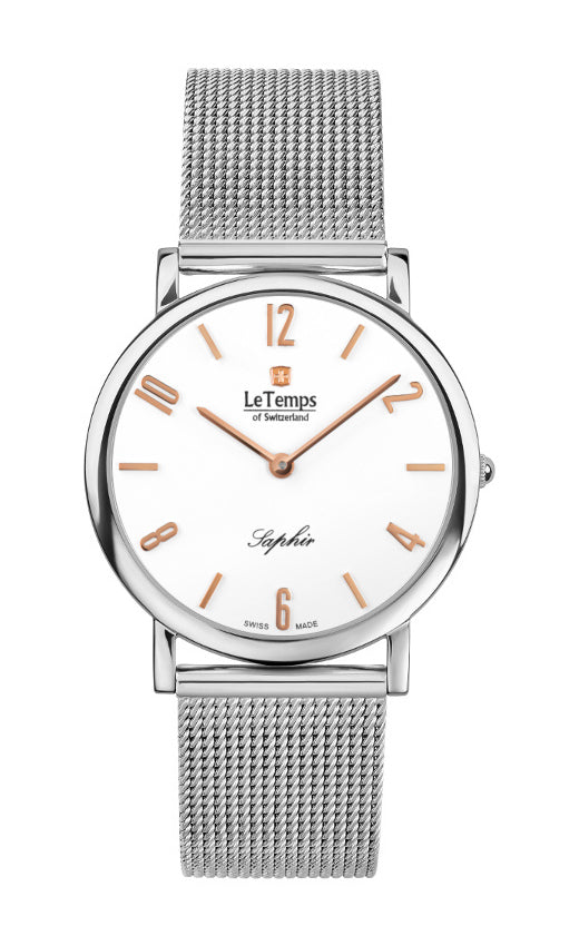 Zafira Slim Unisex Uhr mit silbernem Milanaisearmband – Saphirglas