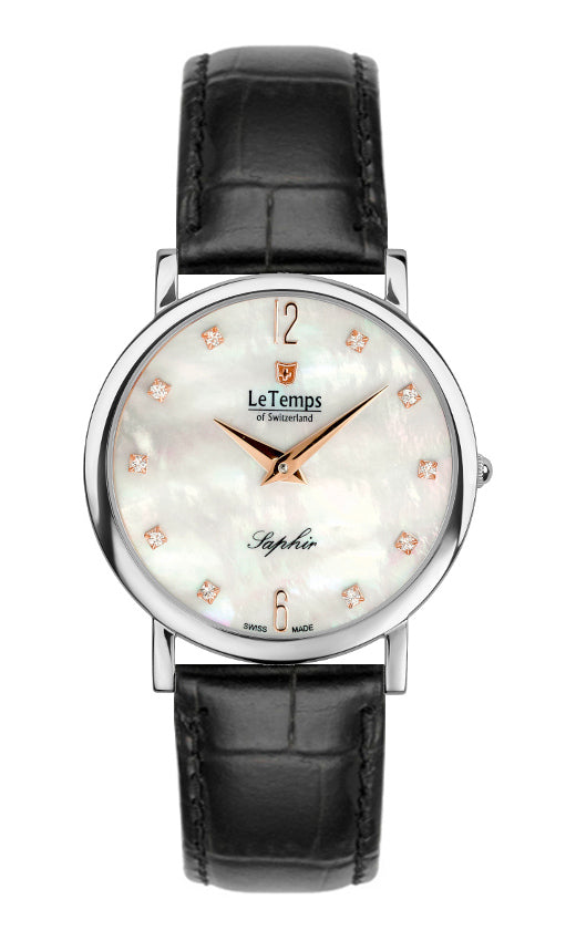 Zafira Slim Unisex Uhr mit silbernem Lederarmband – Saphirglas