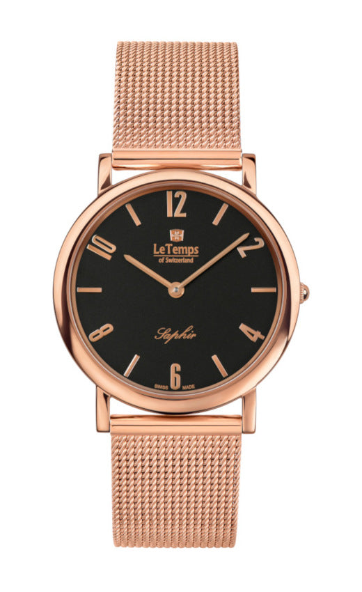 Zafira Slim Unisex Uhr mit goldenem Milanaisearmband – Saphirglas