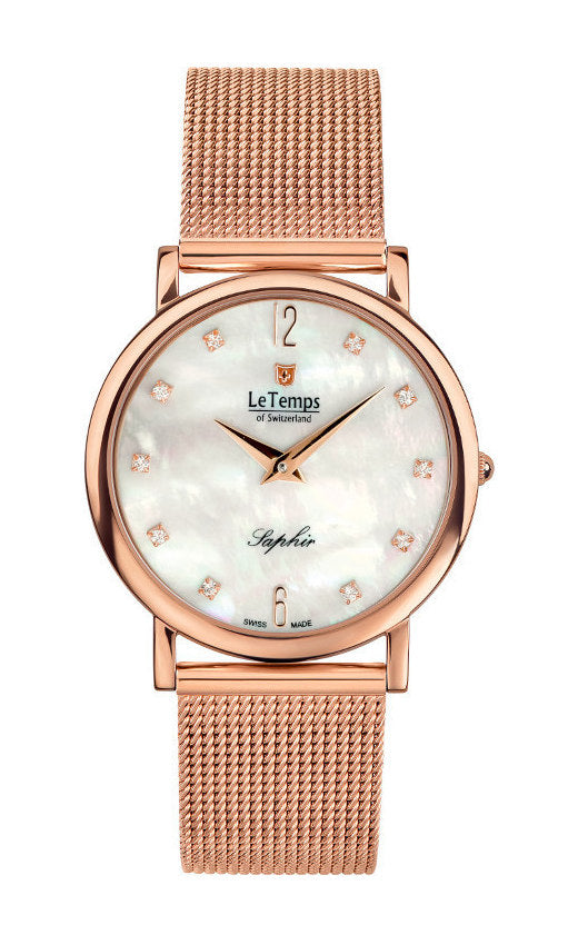 Zafira Slim Unisex Uhr mit goldenem Milanaisearmband – Saphirglas