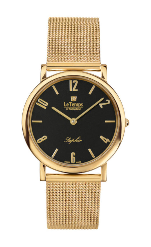 Zafira Slim Unisex Uhr mit vergoldetem Milanaisearmband – Saphirglas
