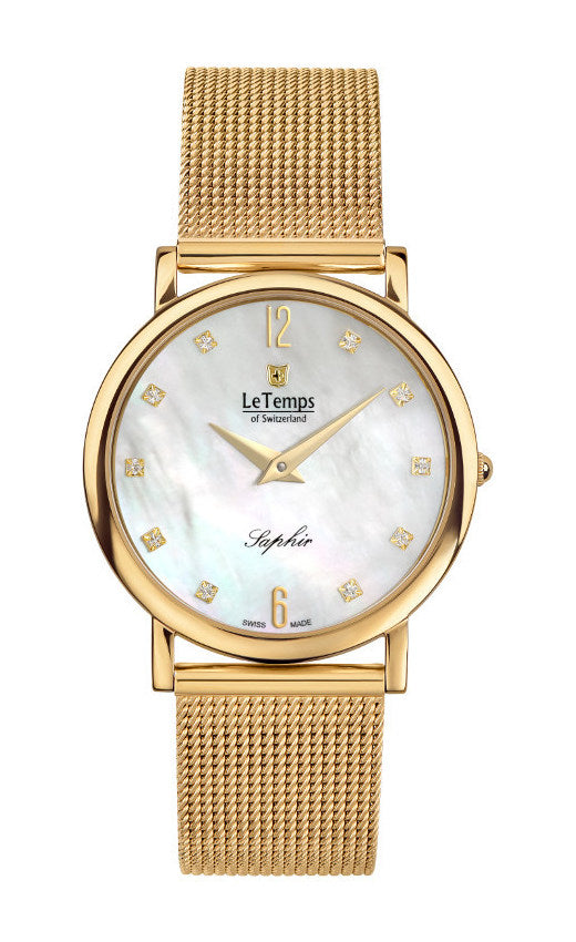 Zafira Slim Unisex Uhr mit vergoldetem Milanaisearmband – Saphirglas