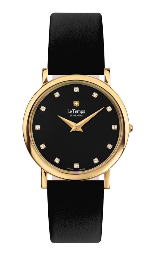 Zafira Slim Unisex Uhr mit vergoldetem Lederarmband – Saphirglas