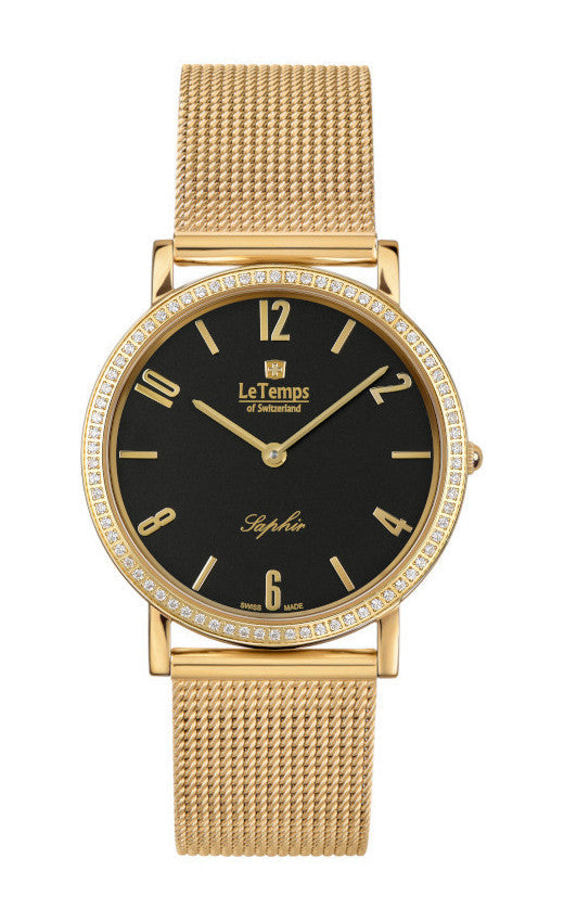 Zafira Slim Swarovski Unisex Uhr mit vergoldetem Edelstahlarmband