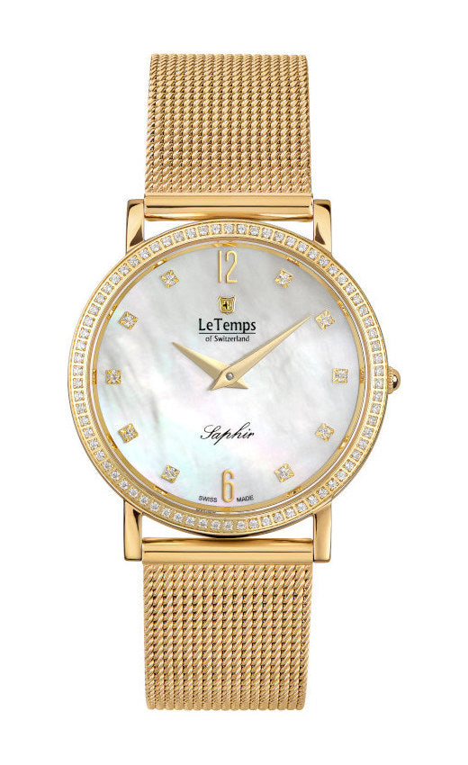 Zafira Slim Swarovski Unisex Uhr mit vergoldetem Milanaisearmband