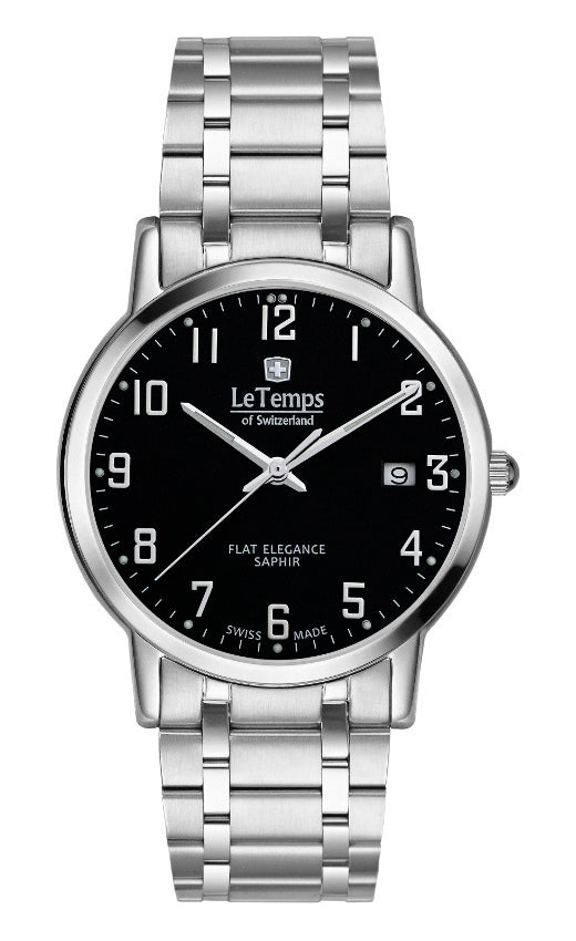 Flat Elegance Gent Herrenuhr mit silbernem Edelstahlarmband – Saphirglas
