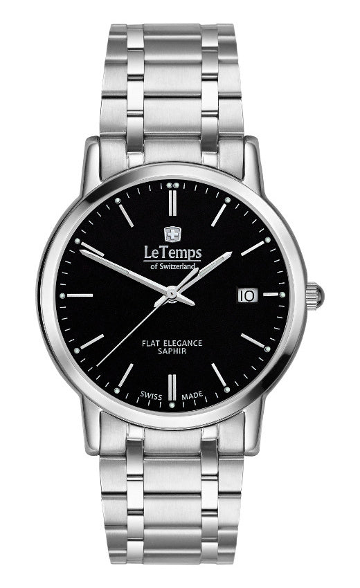 Flat Elegance Gent Herrenuhr mit silbernem Edelstahlarmband – Saphirglas