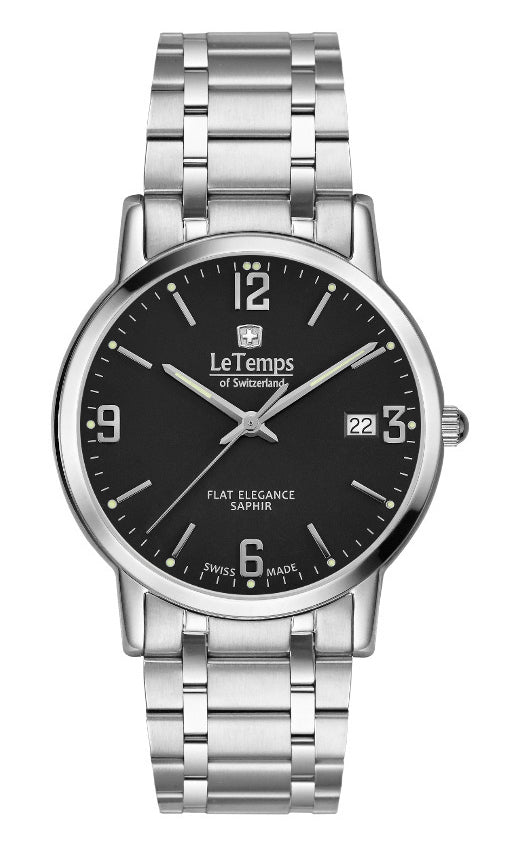 Flat Elegance Gent Herrenuhr mit silbernem Edelstahlarmband – Saphirglas