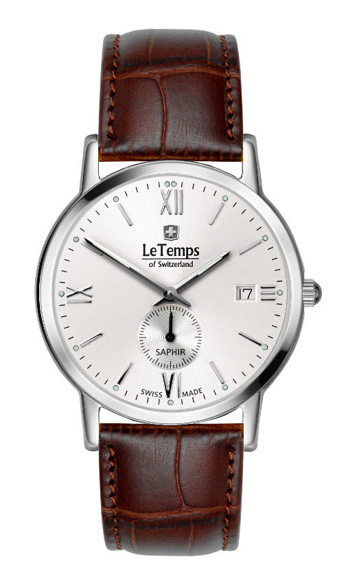 Flat Elegance Gent Herrenuhr mit braunem Lederarmband – Saphirglas