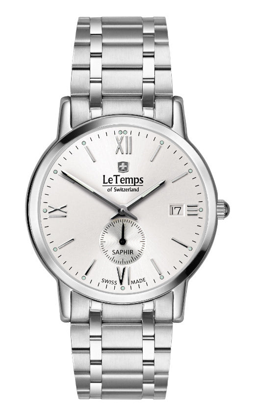 Flat Elegance Gent Herrenuhr mit silbernem Edelstahlarmband – Saphirglas