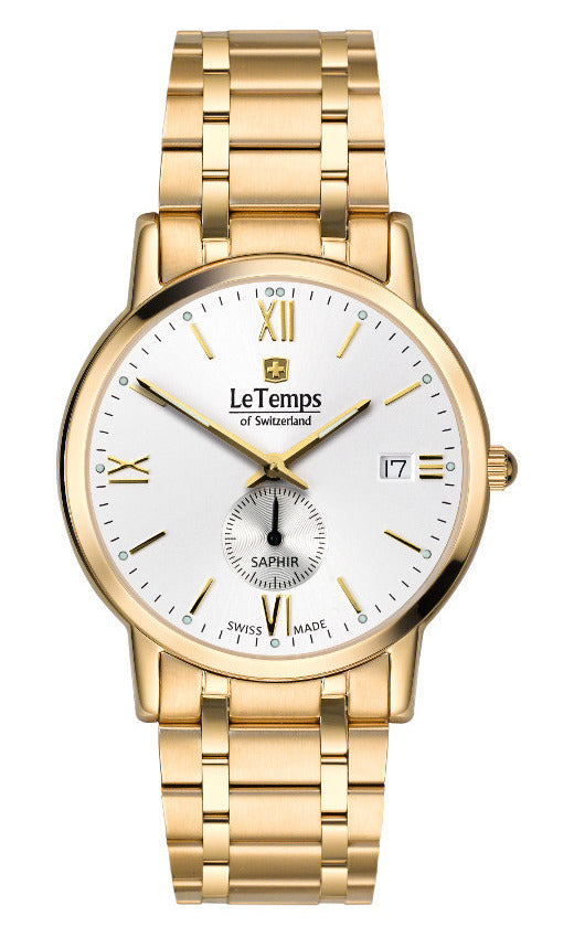 Flat Elegance Gent Herrenuhr mit vergoldetem Edelstahlarmband