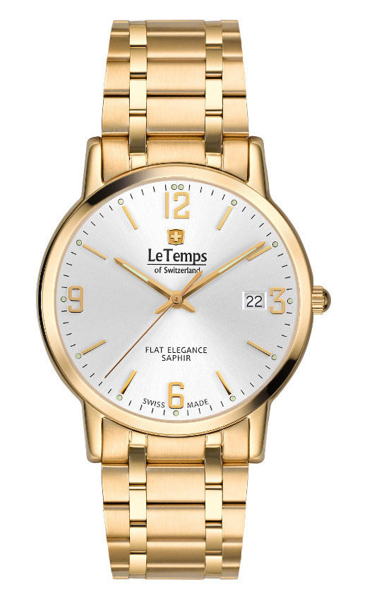 Flat Elegance Gent Herrenuhr mit vergoldetem Edelstahlarmband