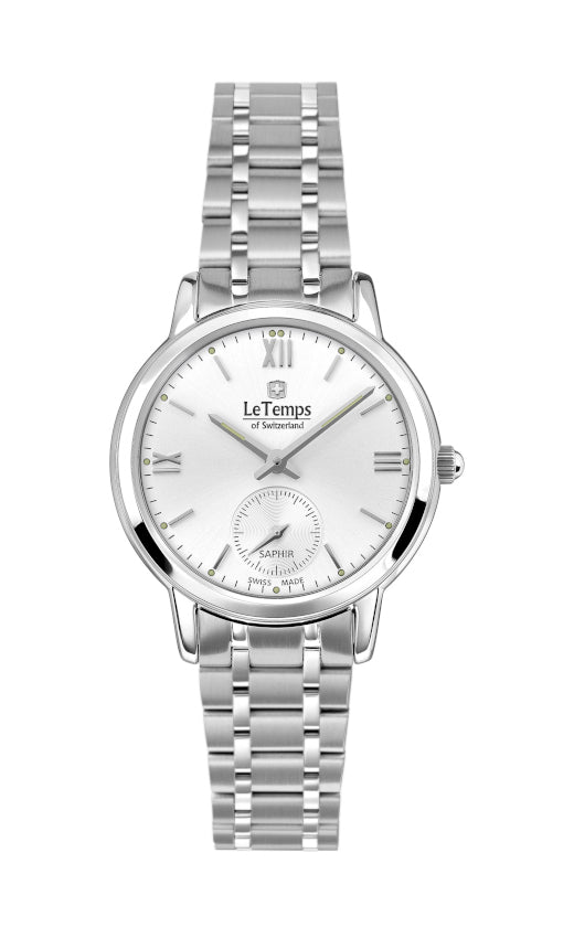 Flat Elegance Lady Damenuhr mit silbernem Edelstahlarmband – Saphirglas
