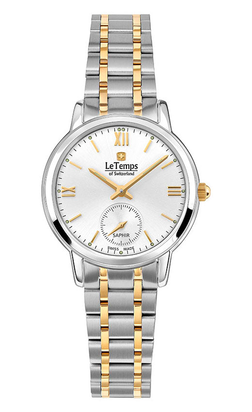 Flat Elegance Lady Damenuhr mit vergoldetem Edelstahlarmband – Saphirglas