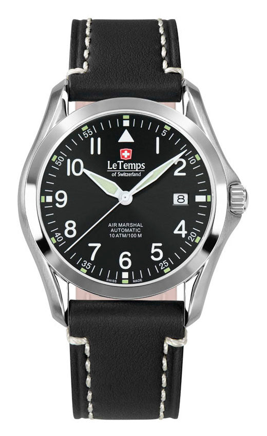 Air Marshal 40 Automatik Unisex Uhr mit silbernem Lederarmband