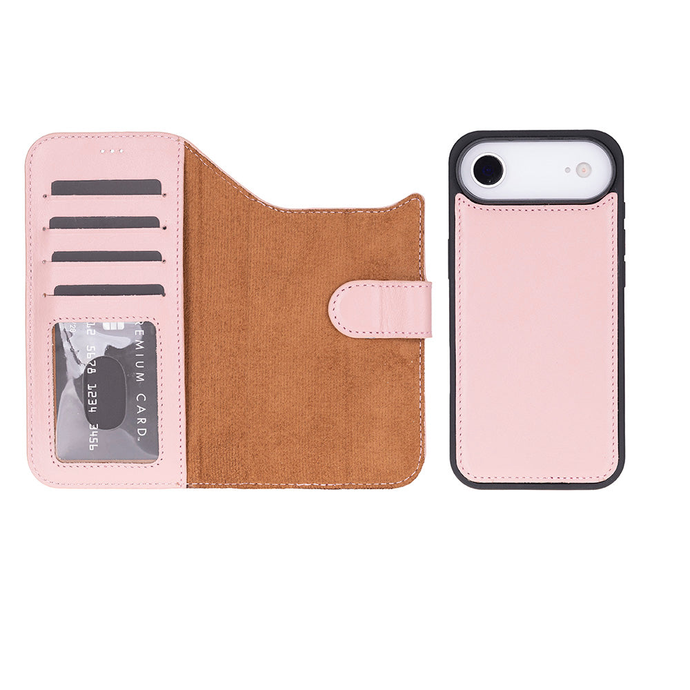 iPhone 17 Air Magic Wallet Echtleder Geldbörsenhülle (Rot, Schwarz, Tan, Rosa, Grau, Blau, Braun,)