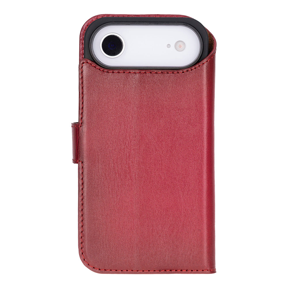 iPhone 17 Air Magic Wallet Echtleder Geldbörsenhülle (Rot, Schwarz, Tan, Rosa, Grau, Blau, Braun,)