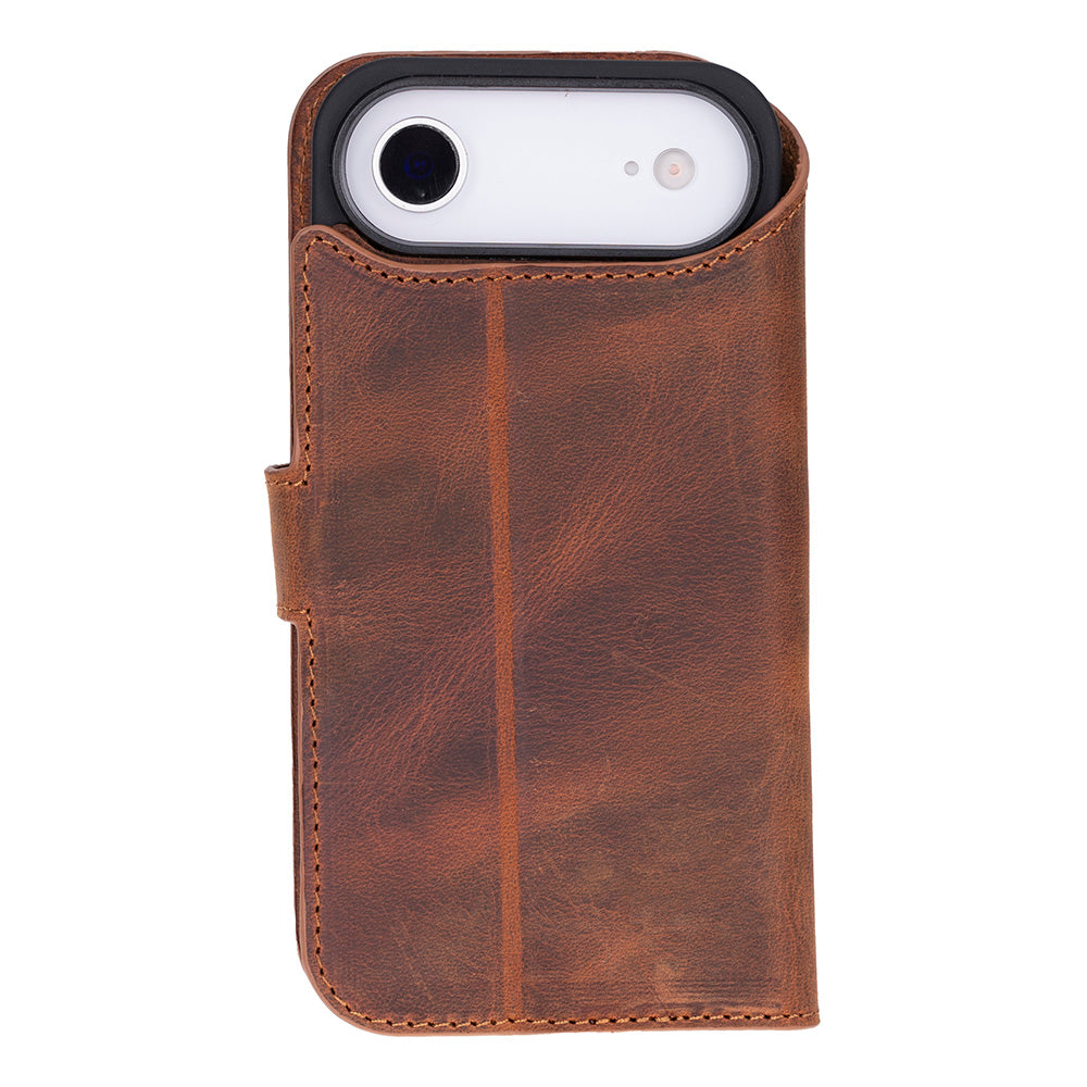iPhone 17 Air Magic Wallet Echtleder Geldbörsenhülle (Rot, Schwarz, Tan, Rosa, Grau, Blau, Braun,)