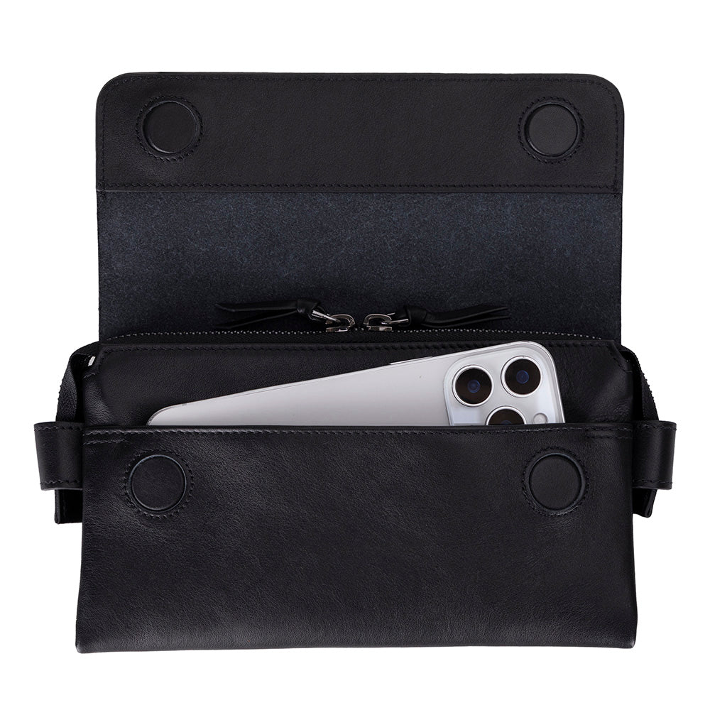 Prestige Damen Leder Tasche mit Handgelenkschlaufe (Magnetverschluss, Reissverschlussfächer)