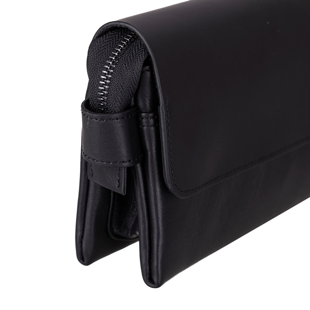 Prestige Damen Leder Tasche mit Handgelenkschlaufe (Magnetverschluss, Reissverschlussfächer)