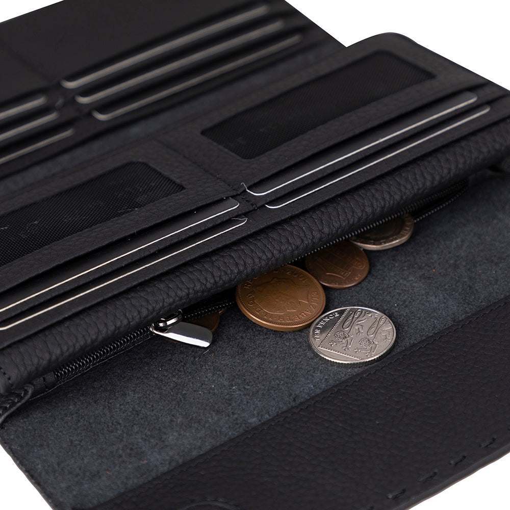 Noble – Damen Leder Geldbörse mit 16 Kartenfächern (Handyfach, Magnetverschluss)