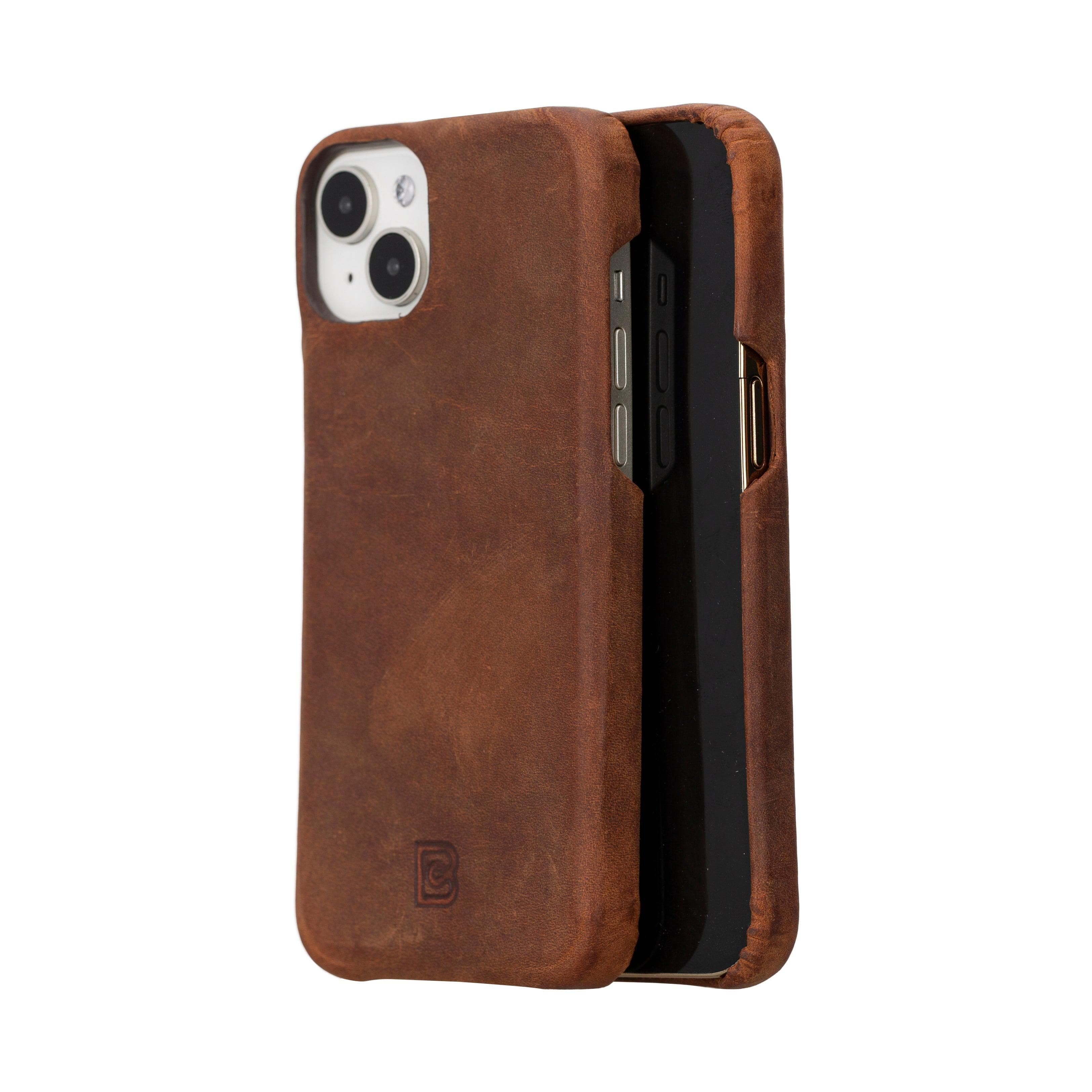 Apple iPhone 15 Series Full Leather Coating Back Cover iPhone 15 Plus / Antic Brown Bouletta LTD