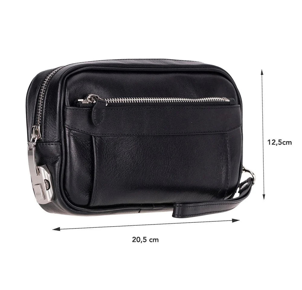 Handgelenktasche / Forge Lederhandtasche, Handtasche Schwarz