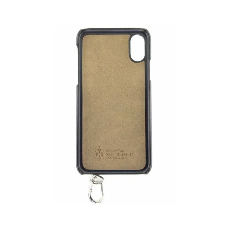 Mike Galeli - iPhone Xs / X Echtleder Hülle Back Case mit Handschlaufe und Kartenfach- Schwarz