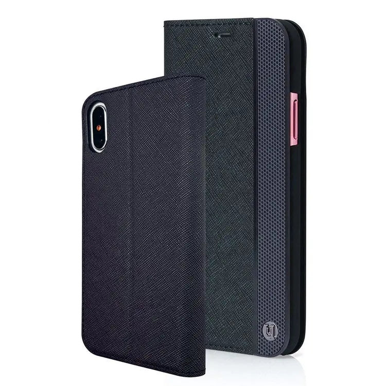 Uunique - iPhone Xs / X Flip Cover Folio Case Gunmetal (UUIP8WC007) - Schwarz