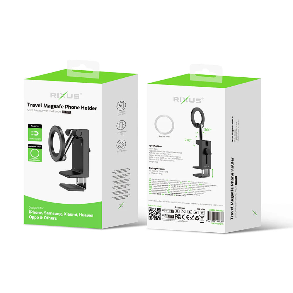Rixus RXHM92 Travel MagSafe Phone Holder Black