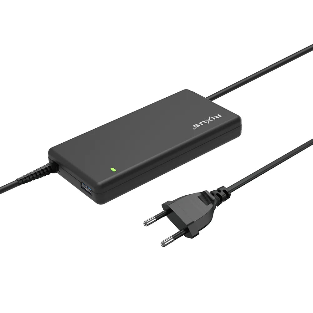 Rixus RXLC09 Universal Laptop Ladegerät 90W mit 12 Wechselsteckern – Schwarz